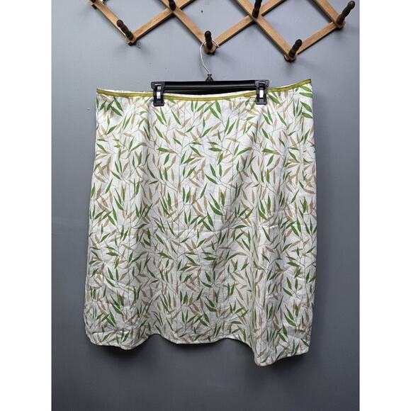 Cato Skirt Womens Plus‎ size 24W Green Tan Floral Linen blend straight Lined - Picture 2 of 7